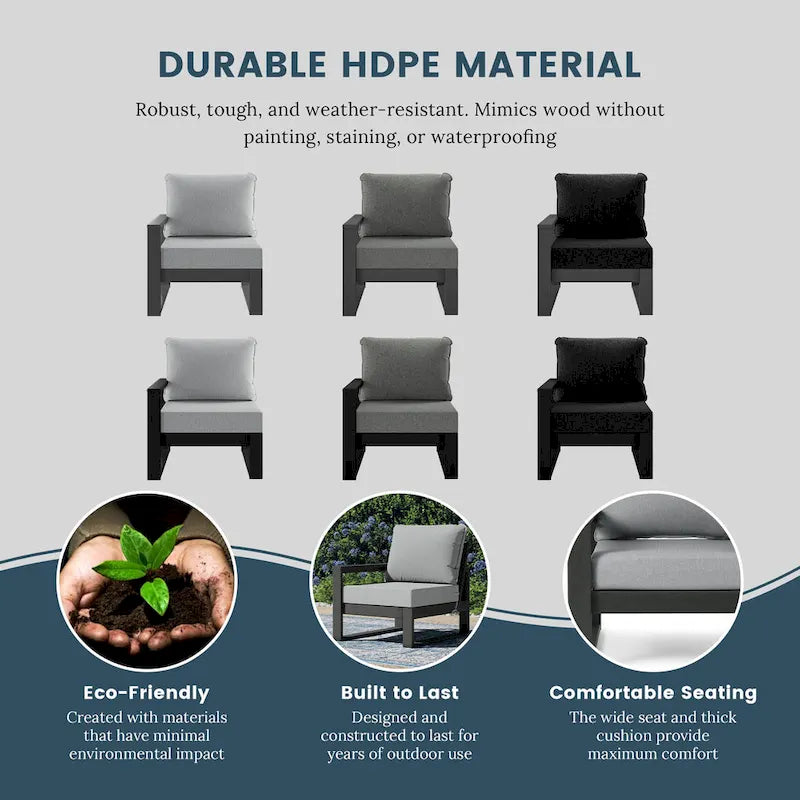 Ensemble de jardin Polytrends Endless Patio 5 pièces avec pouf et structure grise