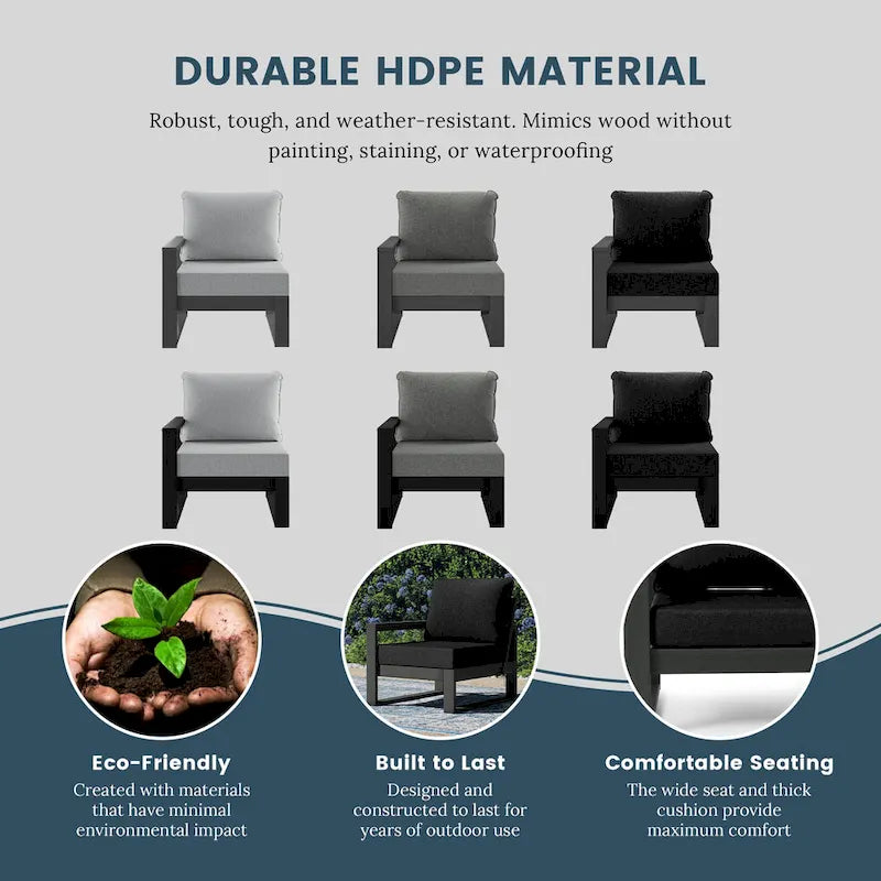 Ensemble de jardin Polytrends Endless Patio 5 pièces avec pouf et structure grise