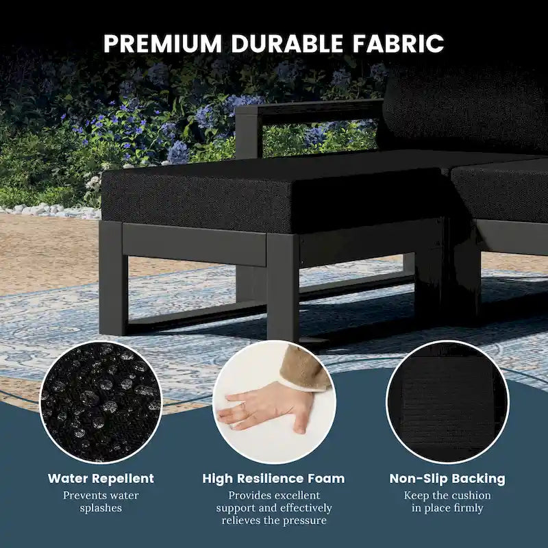 Ensemble de jardin Polytrends Endless Patio 5 pièces avec pouf et structure grise
