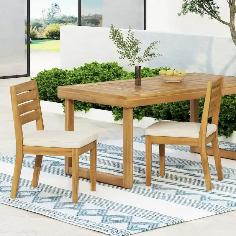 Chaises de salle à manger d'extérieur sans accoudoirs (lot de 2)