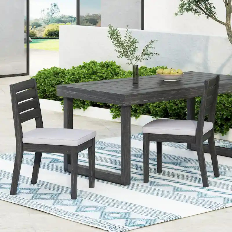 Chaises de salle à manger d'extérieur sans accoudoirs (lot de 2)