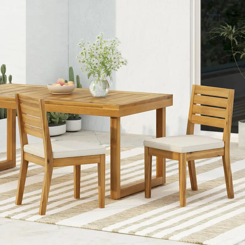 Chaises de salle à manger d'extérieur sans accoudoirs (lot de 2)
