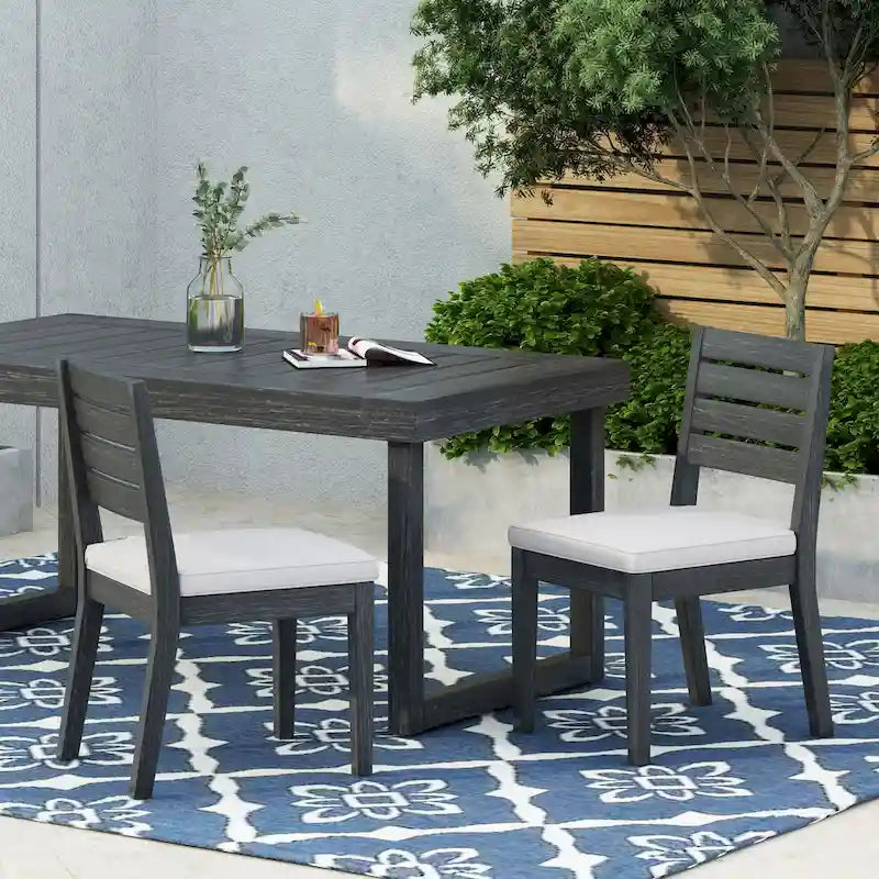 Chaises de salle à manger d'extérieur sans accoudoirs (lot de 2)