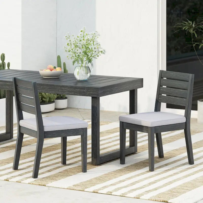 Chaises de salle à manger d'extérieur sans accoudoirs (lot de 2)