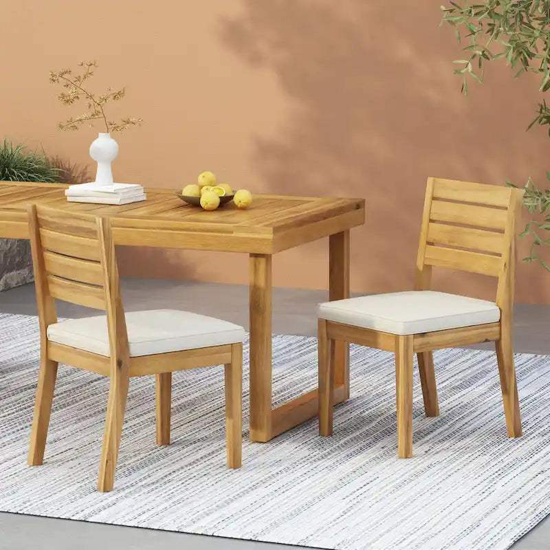 Chaises de salle à manger d'extérieur sans accoudoirs (lot de 2)