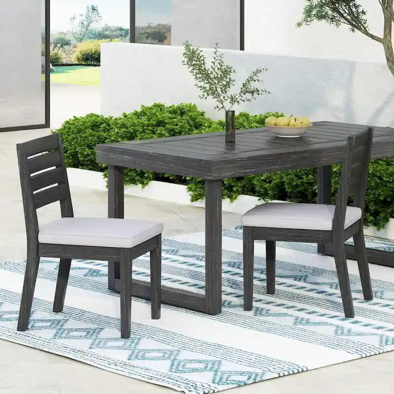 Chaises de salle à manger d'extérieur sans accoudoirs (lot de 2)