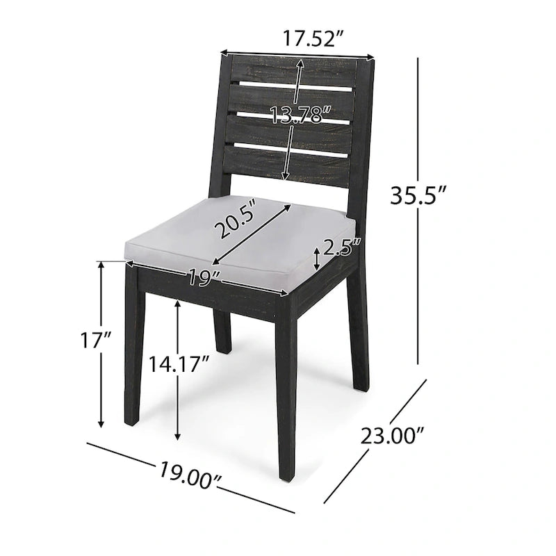 Chaises de salle à manger d'extérieur sans accoudoirs (lot de 2)