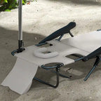 Chaise longue de bronzage, chaise de plage 4 positions avec ouvertures pour le visage et les bras, appui-tête coussin