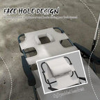 Chaise longue de bronzage, chaise de plage 4 positions avec ouvertures pour le visage et les bras, appui-tête coussin