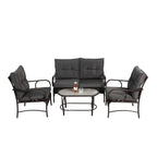 Ensemble de conversation 4 pièces en résine tressée avec coussin, pour terrasse ou porche.