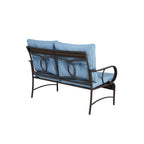 Ensemble de conversation 4 pièces en résine tressée avec coussin, pour terrasse ou porche.