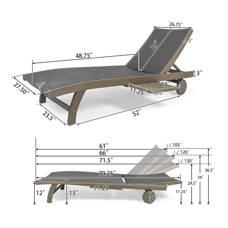 Chaise longue Banzai avec plateau coulissant