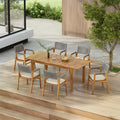 Christopher Knight Home - Ensemble de salle à manger d'extérieur Ethan 7 pièces extensible en bois d'acacia avec fauteuils en corde tressée