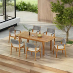 Christopher Knight Home - Ensemble de salle à manger d'extérieur Ethan 7 pièces extensible en bois d'acacia avec fauteuils en corde tressée