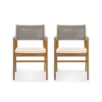 Christopher Knight Home - Ensemble de salle à manger d'extérieur Ethan 7 pièces extensible en bois d'acacia avec fauteuils en corde tressée