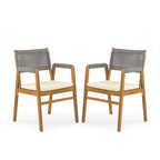 Christopher Knight Home - Ensemble de salle à manger d'extérieur Ethan 7 pièces extensible en bois d'acacia avec fauteuils en corde tressée