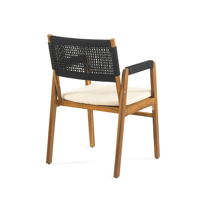 Christopher Knight Home - Ensemble de salle à manger d'extérieur Ethan 7 pièces extensible en bois d'acacia avec fauteuils en corde tressée