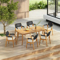 Christopher Knight Home - Ensemble de salle à manger d'extérieur 7 pièces Henry en bois d'acacia avec fauteuils en corde tressée