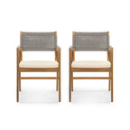 Christopher Knight Home - Ensemble de salle à manger d'extérieur 7 pièces Henry en bois d'acacia avec fauteuils en corde tressée