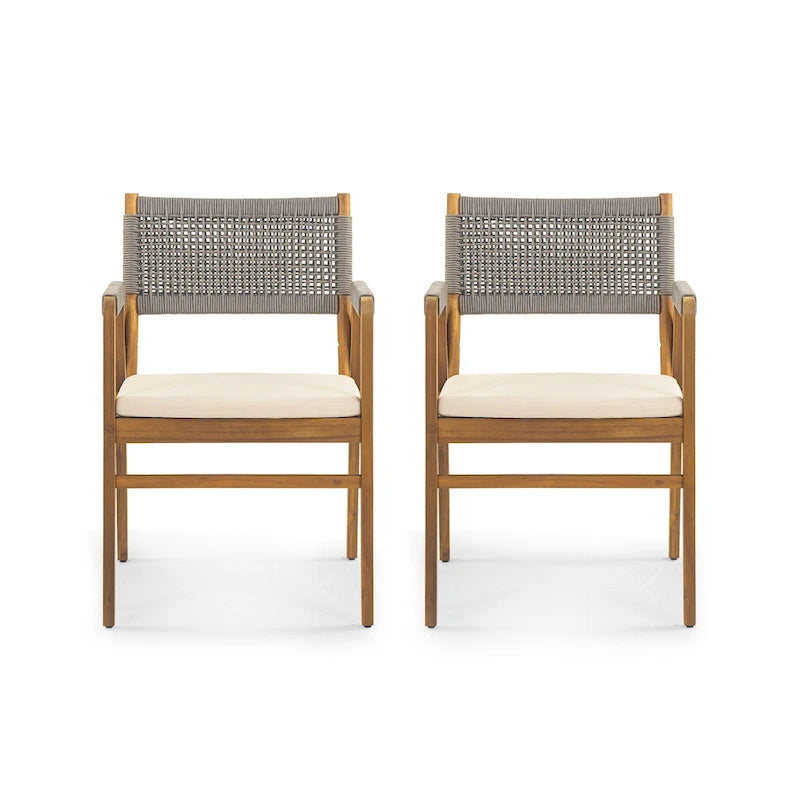Christopher Knight Home - Ensemble de salle à manger d'extérieur 7 pièces Henry en bois d'acacia avec fauteuils en corde tressée