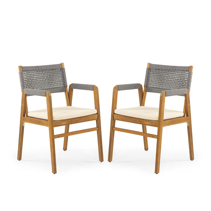 Christopher Knight Home - Ensemble de salle à manger d'extérieur 7 pièces Henry en bois d'acacia avec fauteuils en corde tressée