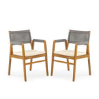 Christopher Knight Home - Ensemble de salle à manger d'extérieur 7 pièces Henry en bois d'acacia avec fauteuils en corde tressée