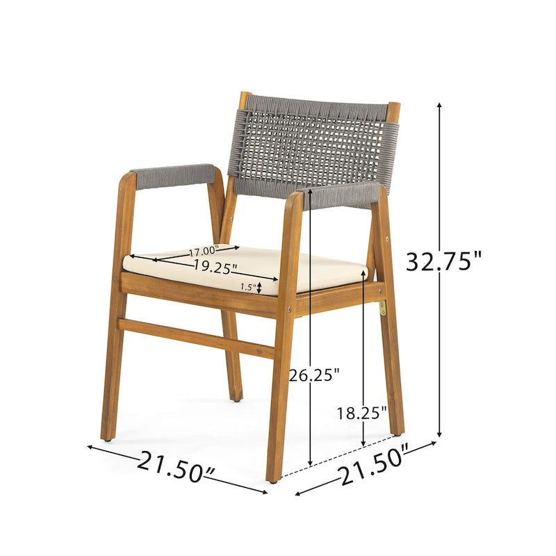 Christopher Knight Home - Ensemble de salle à manger d'extérieur 7 pièces Henry en bois d'acacia avec fauteuils en corde tressée