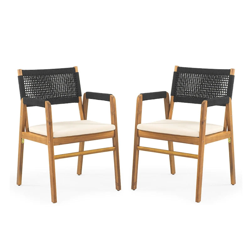 Christopher Knight Home - Ensemble de salle à manger d'extérieur 7 pièces Henry en bois d'acacia avec fauteuils en corde tressée