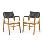 Christopher Knight Home - Ensemble de salle à manger d'extérieur 7 pièces Henry en bois d'acacia avec fauteuils en corde tressée