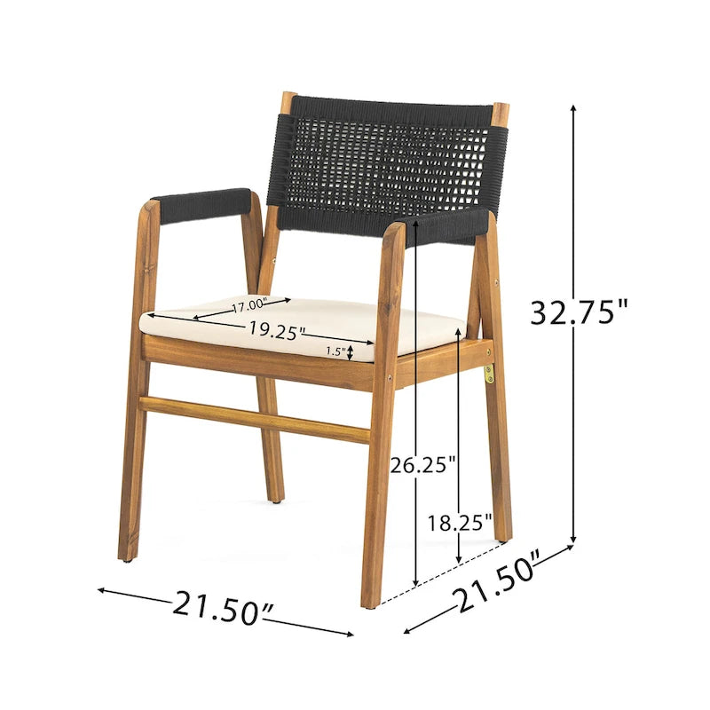 Christopher Knight Home - Ensemble de salle à manger d'extérieur 7 pièces Henry en bois d'acacia avec fauteuils en corde tressée