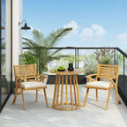 Christopher Knight Home - Ensemble de salle à manger d'extérieur 3 pièces Elijah avec chaises rembourrées en bois d'acacia