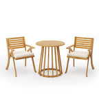 Christopher Knight Home - Ensemble de salle à manger d'extérieur 3 pièces Elijah avec chaises rembourrées en bois d'acacia