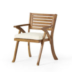 Christopher Knight Home - Ensemble de salle à manger d'extérieur 3 pièces Elijah avec chaises rembourrées en bois d'acacia