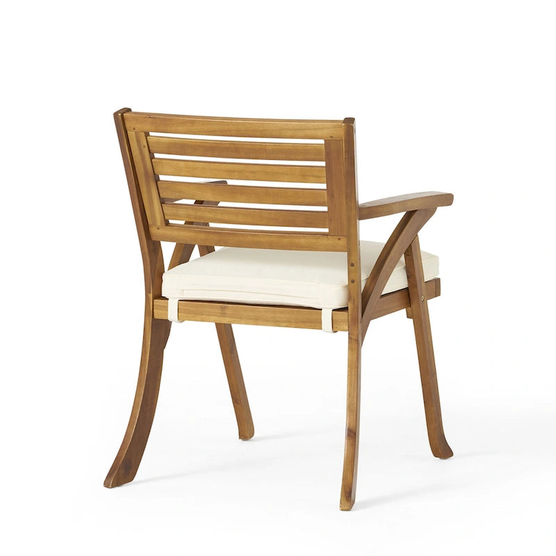 Christopher Knight Home - Ensemble de salle à manger d'extérieur 3 pièces Elijah avec chaises rembourrées en bois d'acacia