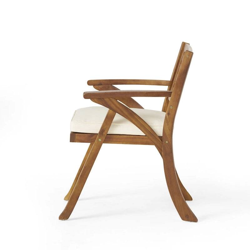 Christopher Knight Home - Ensemble de salle à manger d'extérieur 3 pièces Elijah avec chaises rembourrées en bois d'acacia