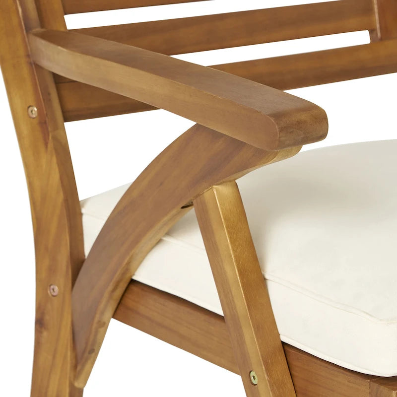 Christopher Knight Home - Ensemble de salle à manger d'extérieur 3 pièces Elijah avec chaises rembourrées en bois d'acacia