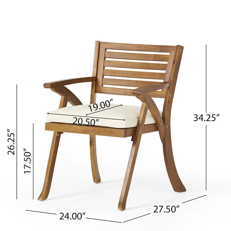 Christopher Knight Home - Ensemble de salle à manger d'extérieur 3 pièces Elijah avec chaises rembourrées en bois d'acacia