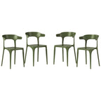 Frond and Form Outdoor Patio Modern Stacking Dining Side Chair (Set of 4)