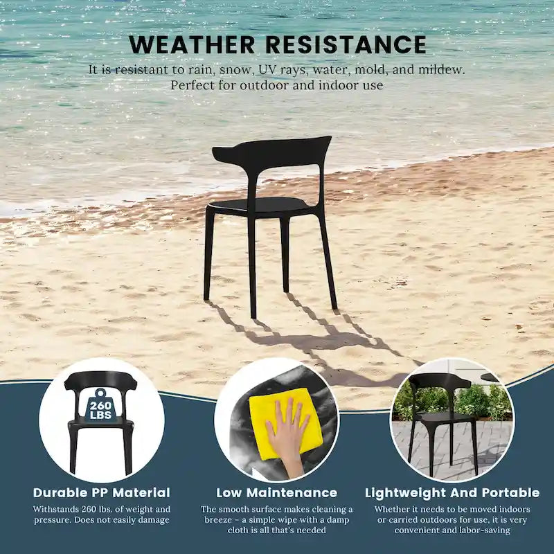Chaises d'appoint empilables modernes pour terrasse Frond and Form (lot de 4)