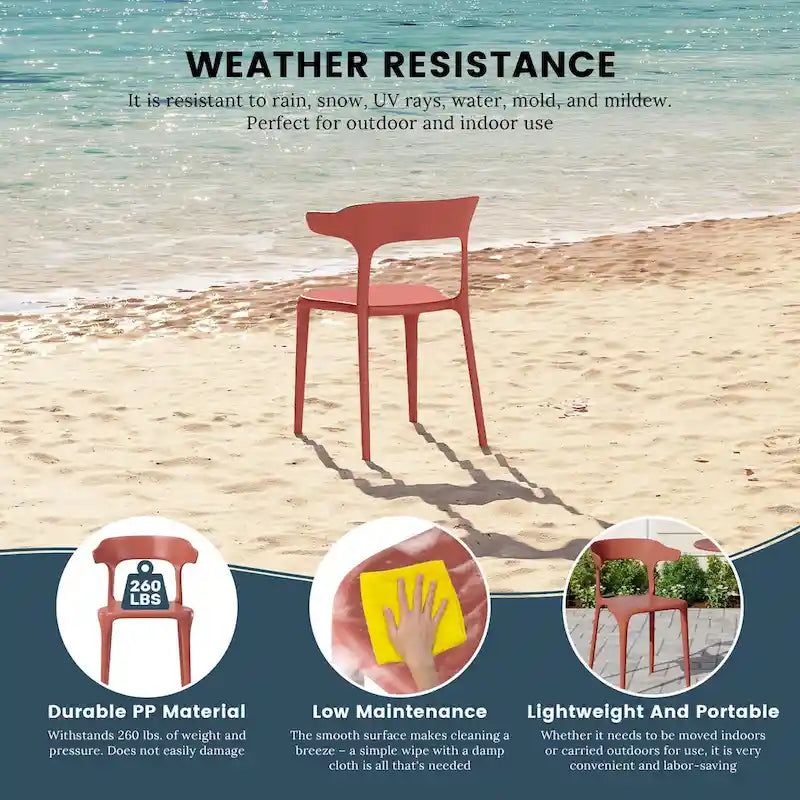 Chaises d'appoint empilables modernes pour terrasse Frond and Form (lot de 4)