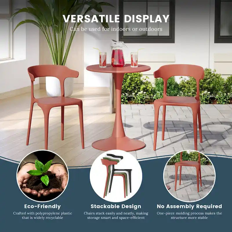 Chaises d'appoint empilables modernes pour terrasse Frond and Form (lot de 4)