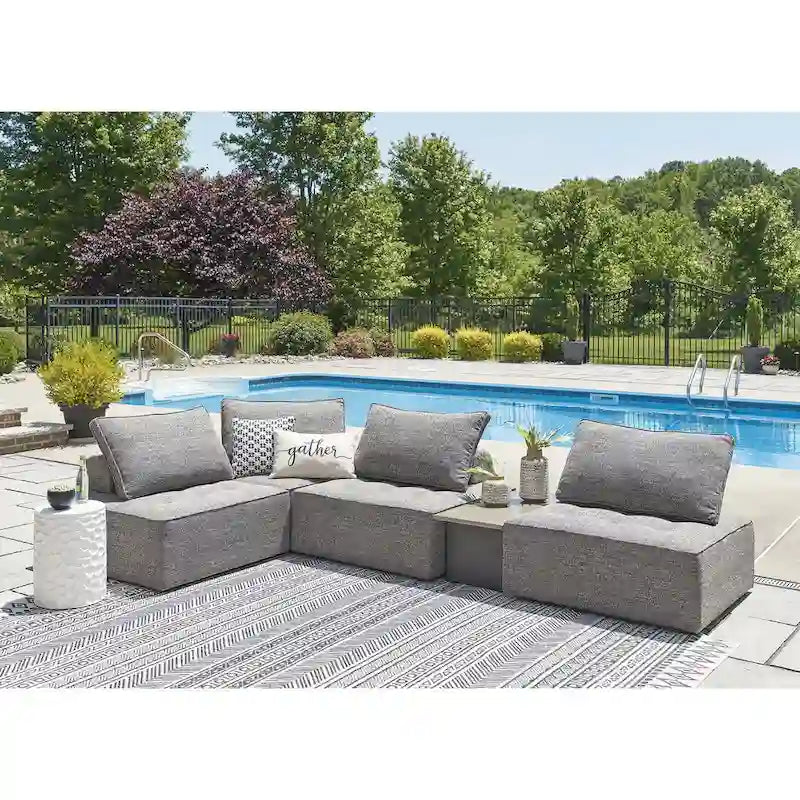 Signature Design by Ashley Bree Zee Gray 5-Piece Outdoor Sectional - 114 W x 76 D x 35 H