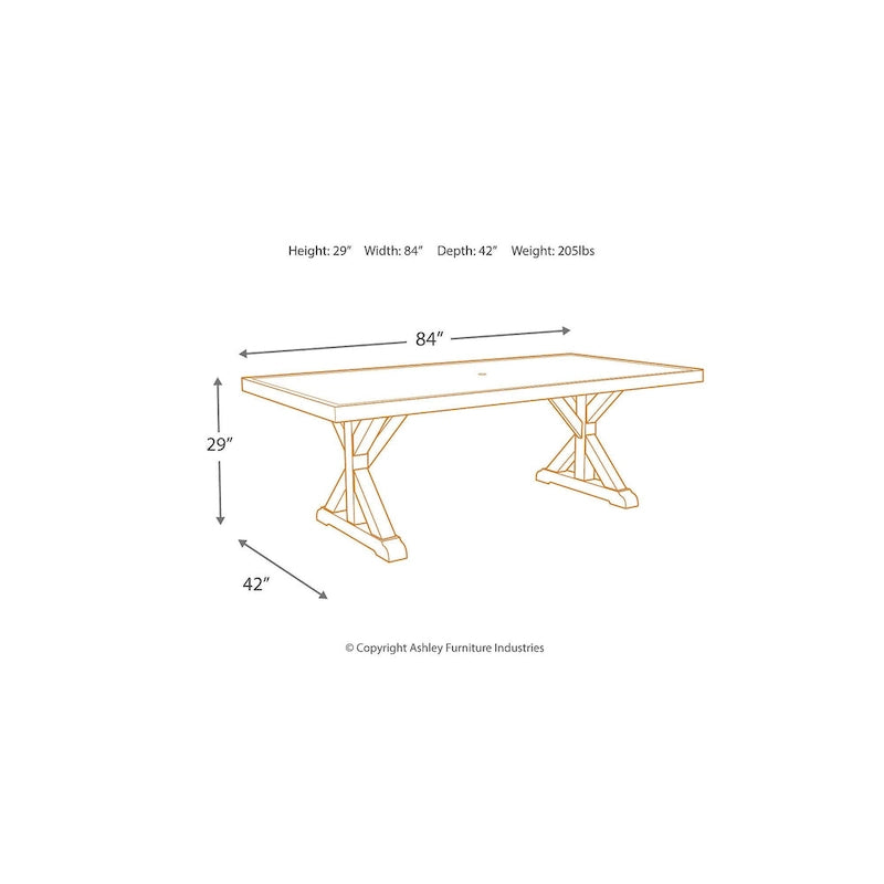 Ensemble de salle à manger d'extérieur 5 pièces marron/beige Signature Design by Ashley Beachcroft - 42,25 po L x 84,25 po P x 29,25 po H
