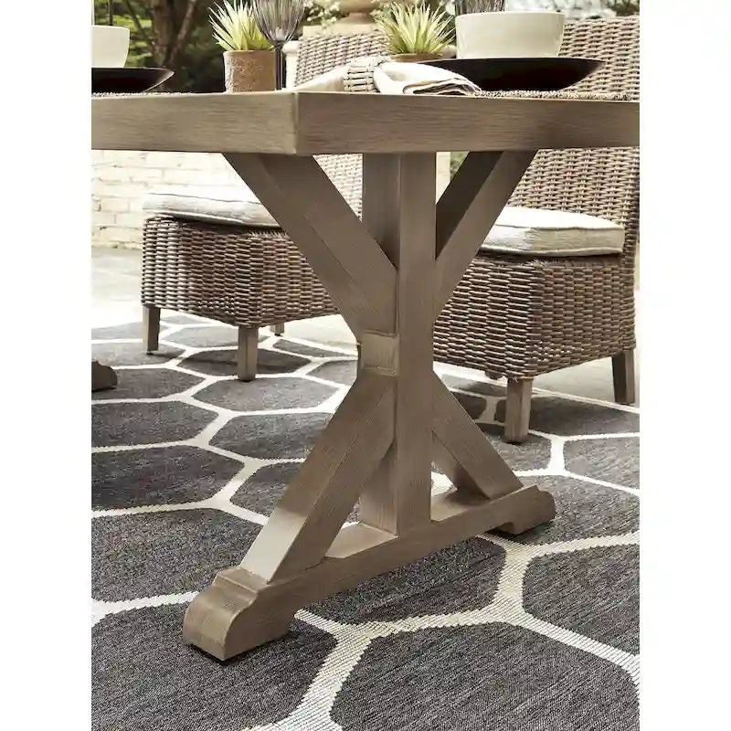 Ensemble de salle à manger d'extérieur 5 pièces marron/beige Signature Design by Ashley Beachcroft - 42,25 po L x 84,25 po P x 29,25 po H
