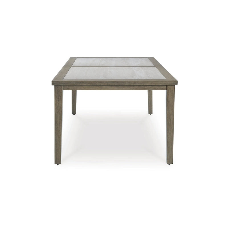 Table de salle à manger d'extérieur Signature Design by Ashley Rainier Ranch marron/beige - 107 cm L x 213 cm P x 75 cm H