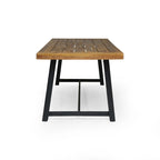 Ensemble de salle à manger d'extérieur 7 pièces en bois d'acacia : table rectangulaire avec 6 coussins amovibles et chaises avec accoudoirs.