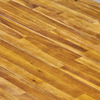 Ensemble de salle à manger d'extérieur 7 pièces en bois d'acacia : table rectangulaire avec 6 coussins amovibles et chaises avec accoudoirs.
