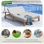 Bain de soleil double en bois massif pour terrasse extérieure, avec dossier réglable et roulettes