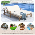 Bain de soleil double en bois massif pour terrasse extérieure, avec dossier réglable et roulettes