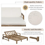 Bain de soleil double en bois massif pour terrasse extérieure, avec dossier réglable et roulettes